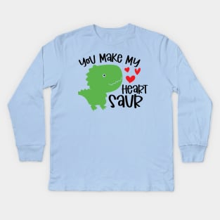 You Make My Heart Saur Kids Long Sleeve T-Shirt